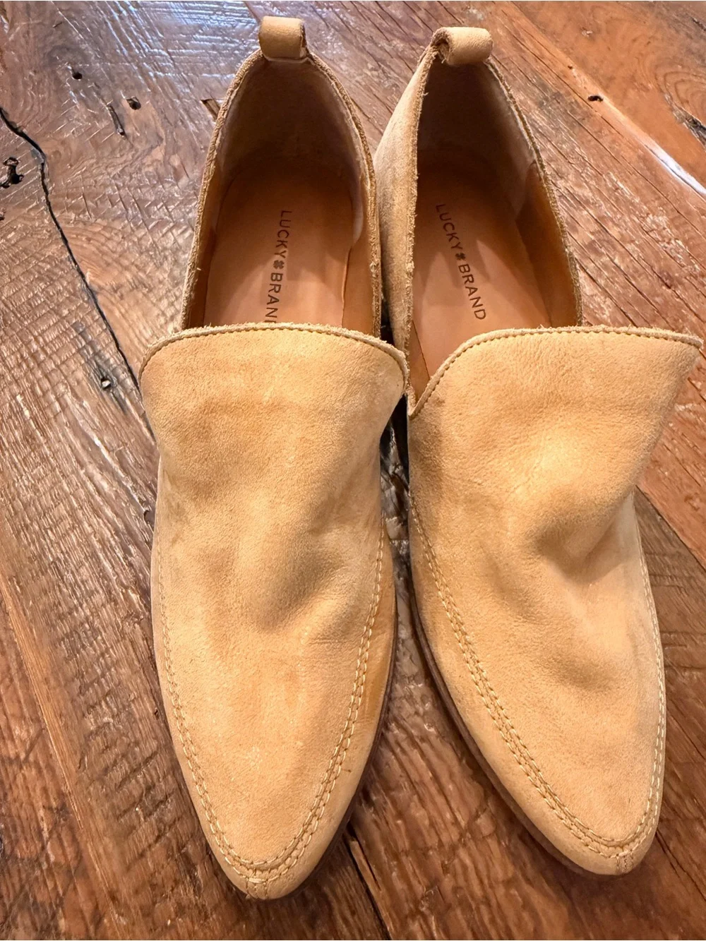 Lucky Brand Women's Tan Shimmer Suede Ankle Slip-On Booties